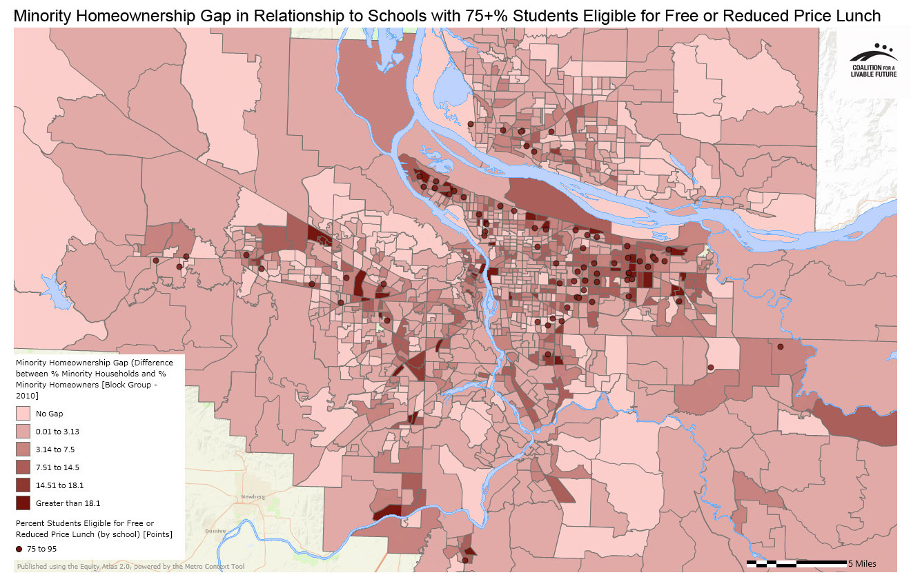 Minority Home Ownership Gap in Relationship to Schools with 75% or More Students Eligible for Free or Reduced Price Lunch