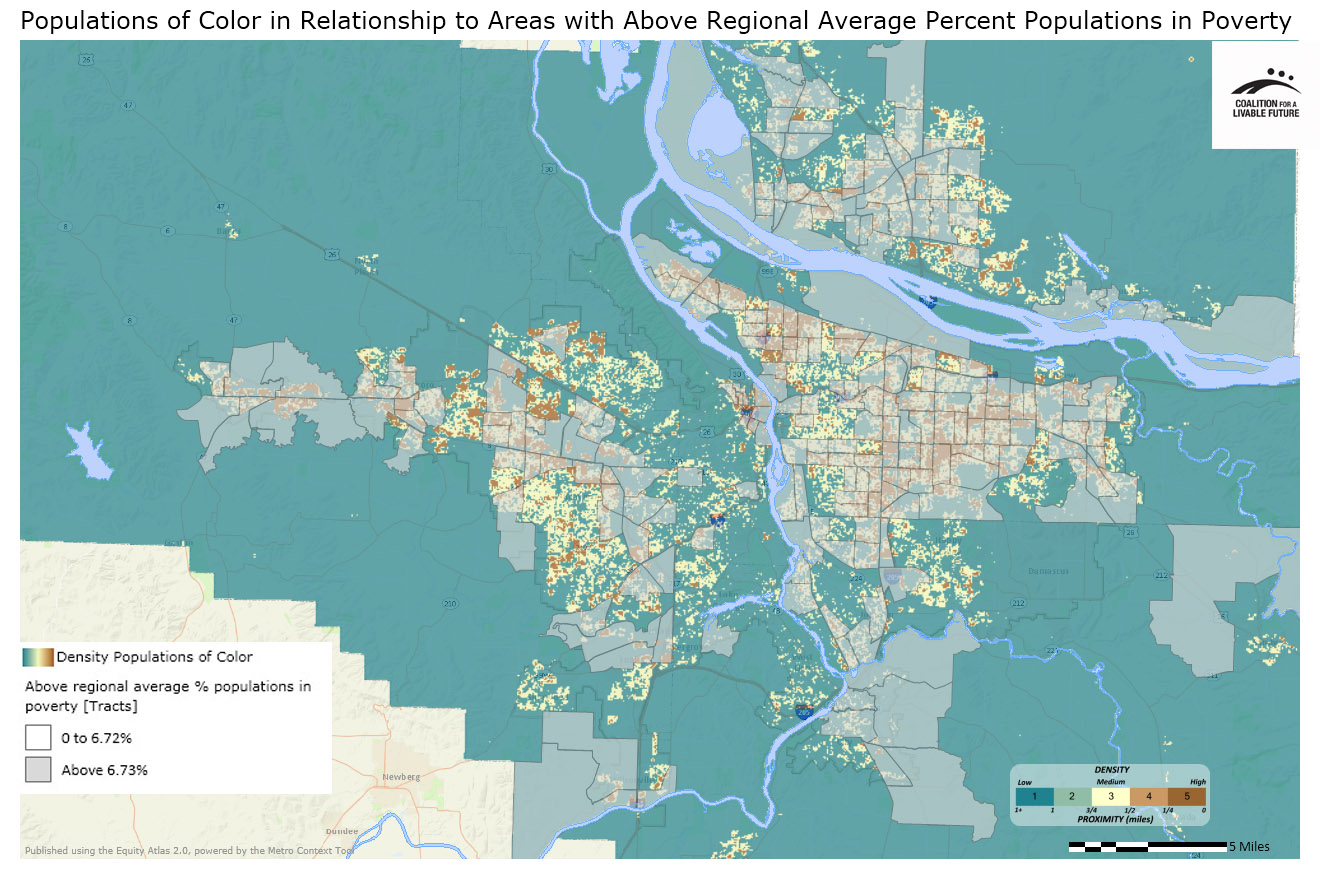 Populations of Color in Relationship to Areas with Above Regional Average Percent Populations in Poverty
