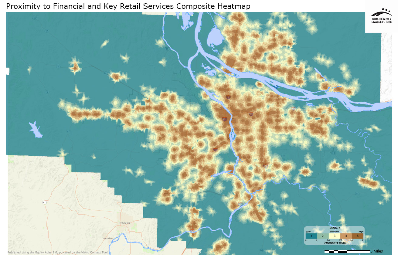 Proximity to Financial and Key Retail Services Composite Heatmap