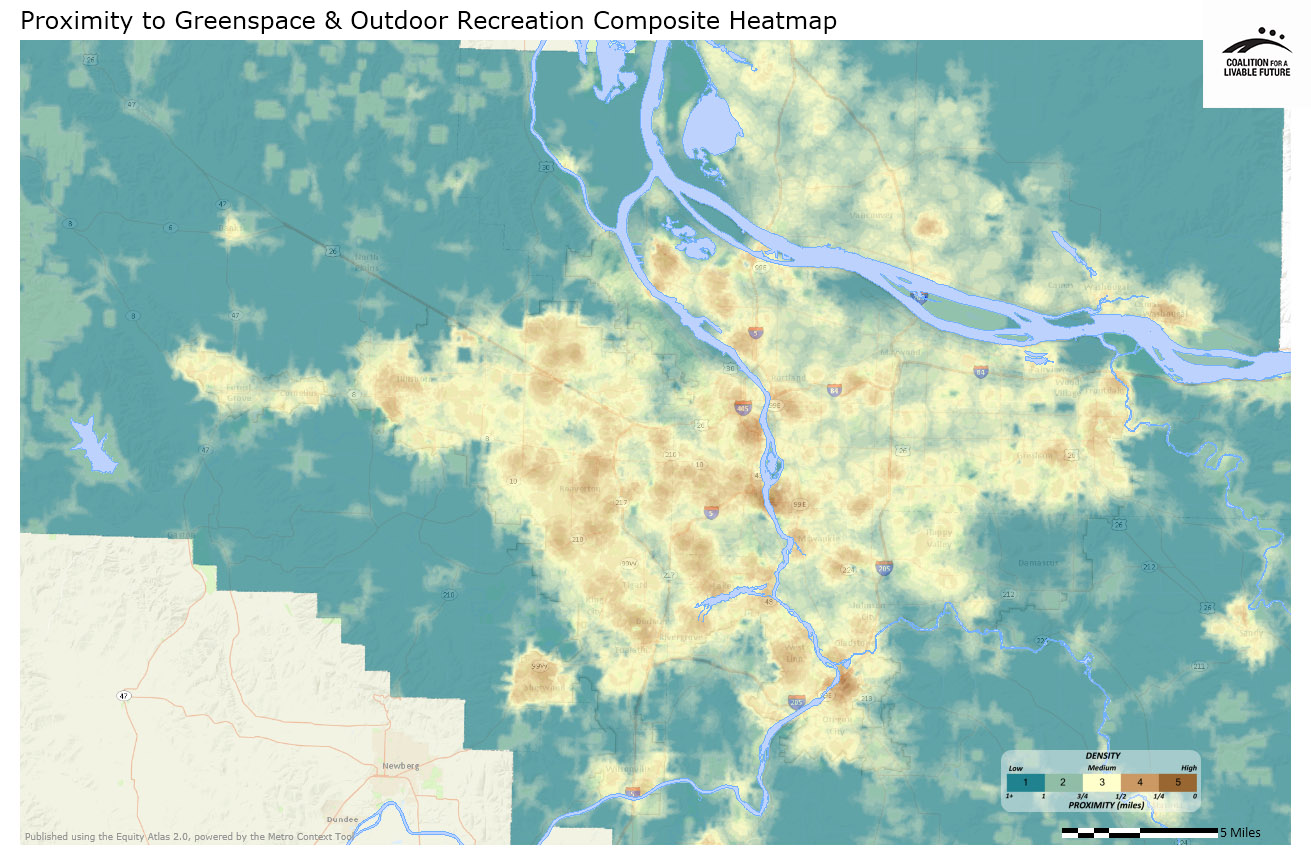 Proximity to Greenspace and Outdoor Recreation Composite Heatmap