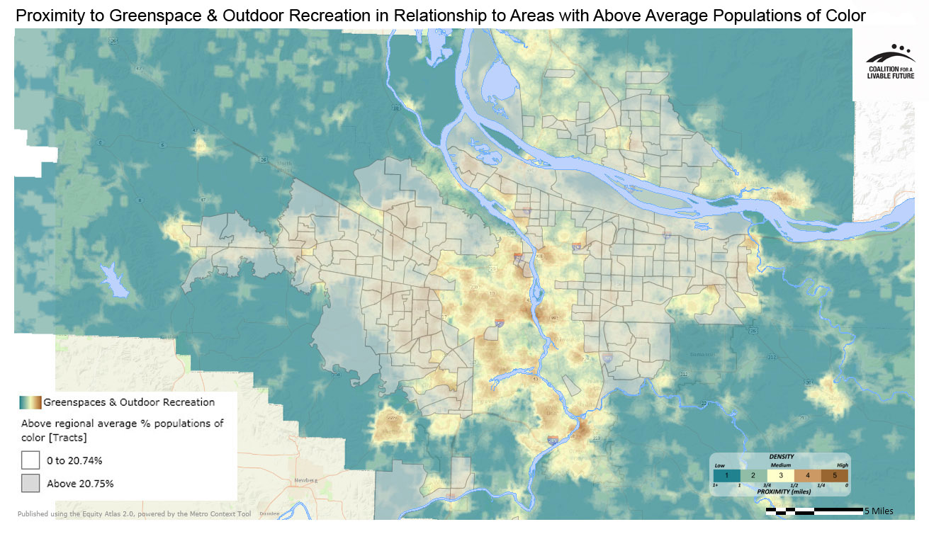 Proximity to Greenspace & Outdoor Recreation in Relationship to Areas with Above Regional Average Percent Populations of Color