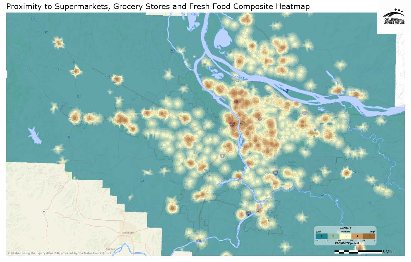 Proximity to Supermarkets, Grocery Stores and Fresh Food Composite Heatmap