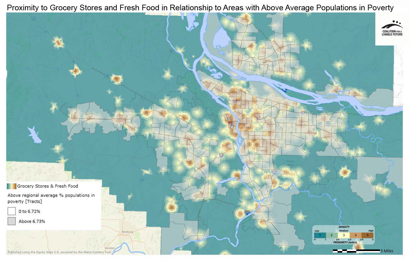 Proximity to Supermarkets, Grocery Stores and Fresh Food in Relationship to Areas with Above Regional Average Percent Populations in Poverty