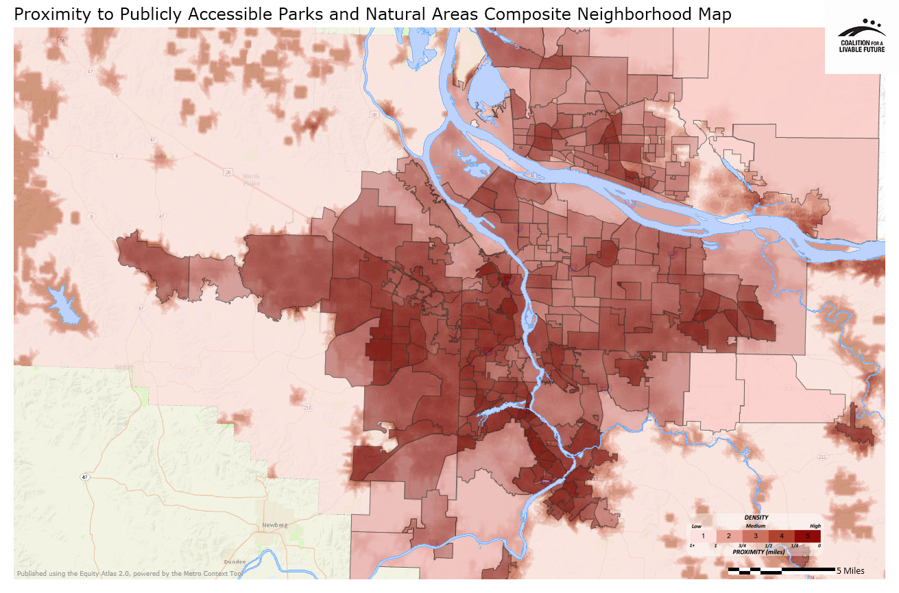 Proximity to Publicly Accessible Parks and Natural Areas Composite Neighborhood Map