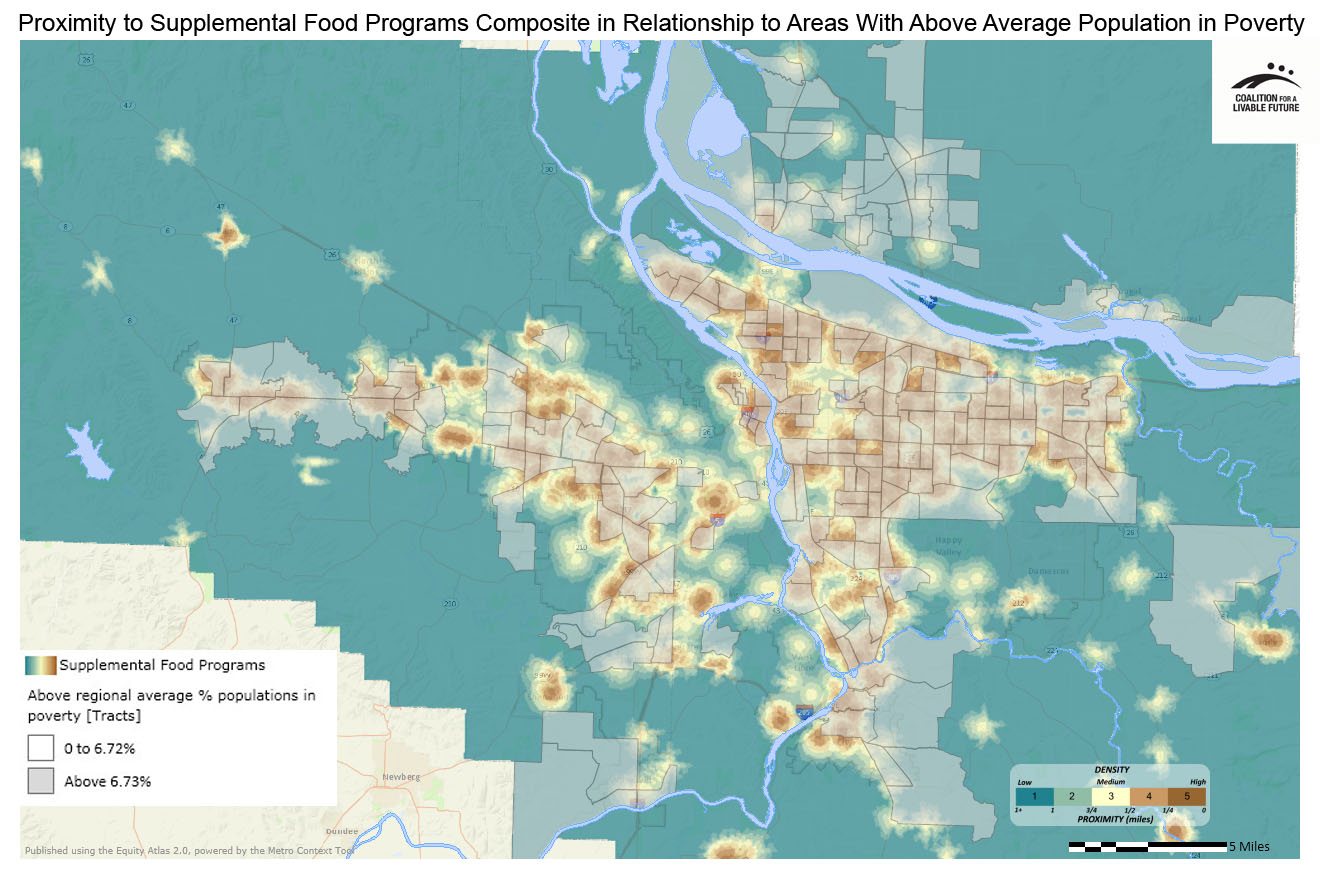 Proximity to Supplemental Food Programs (Food Pantries and SNAP) in Relationship to Areas with Above Regional Average Percent Populations in Poverty