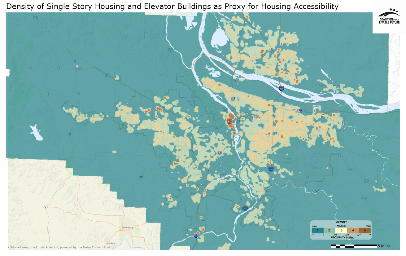 Density of Single Story Housing and Elevator Buildings as Proxy for Housing Accessibility