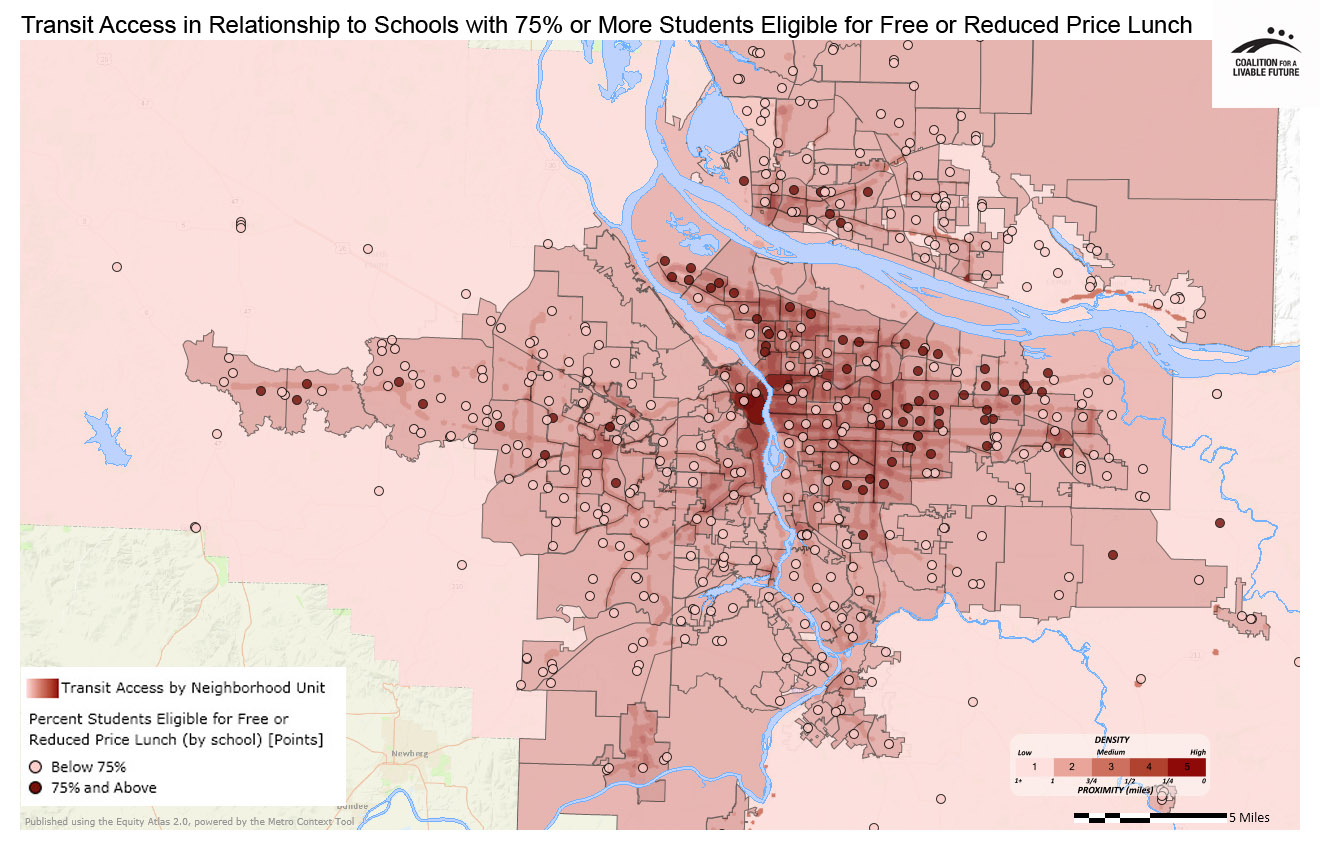 Transit Access in Relationship to Schools with 75% or More of Students Eligible for Free and Reduced Price Lunch