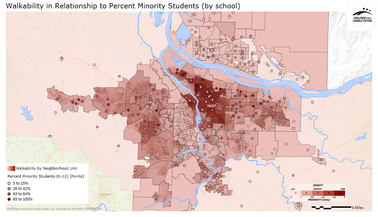 Walkability in Relationship to Percent Minority Students by School