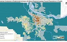 Pedestrian Composite in Relationship to Areas with Above Regional Average Percent Populations in Poverty