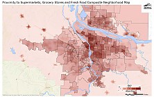 Proximity to Supermarkets, Grocery Stores and Fresh Food Composite Neighborhood Map